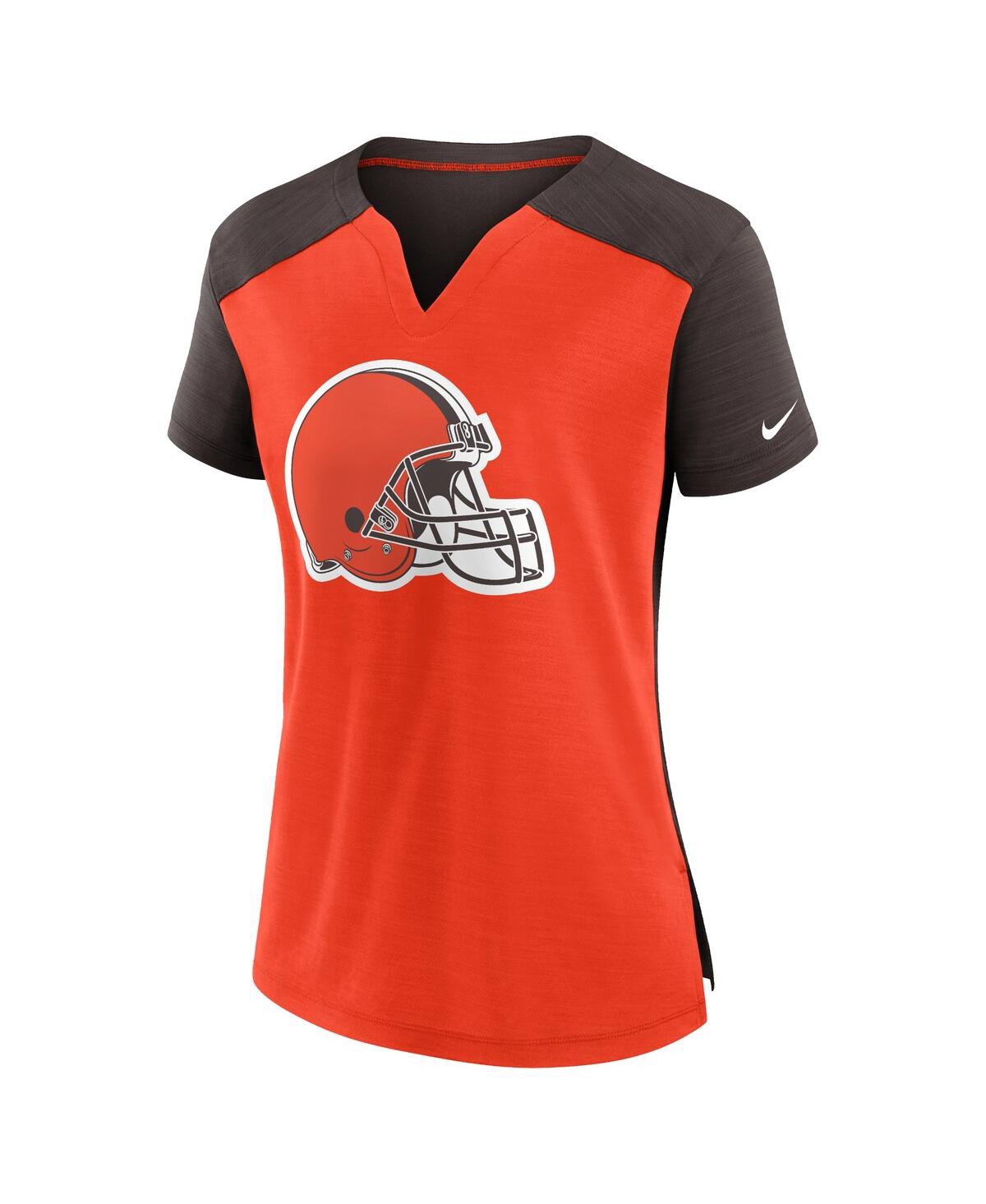 Nike Women's  Orange, Brown Cleveland Browns Impact Exceed Performance Notch Neck T-shirt In Orange,brown