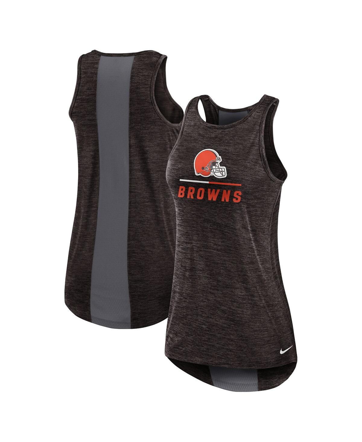 Shop Nike Women's  Brown Cleveland Browns High Neck Performance Tank Top