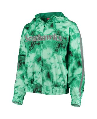 Women's Neon Green Seattle Seahawks Galaxy Full-Zip Windbreaker Hoodie Jacket