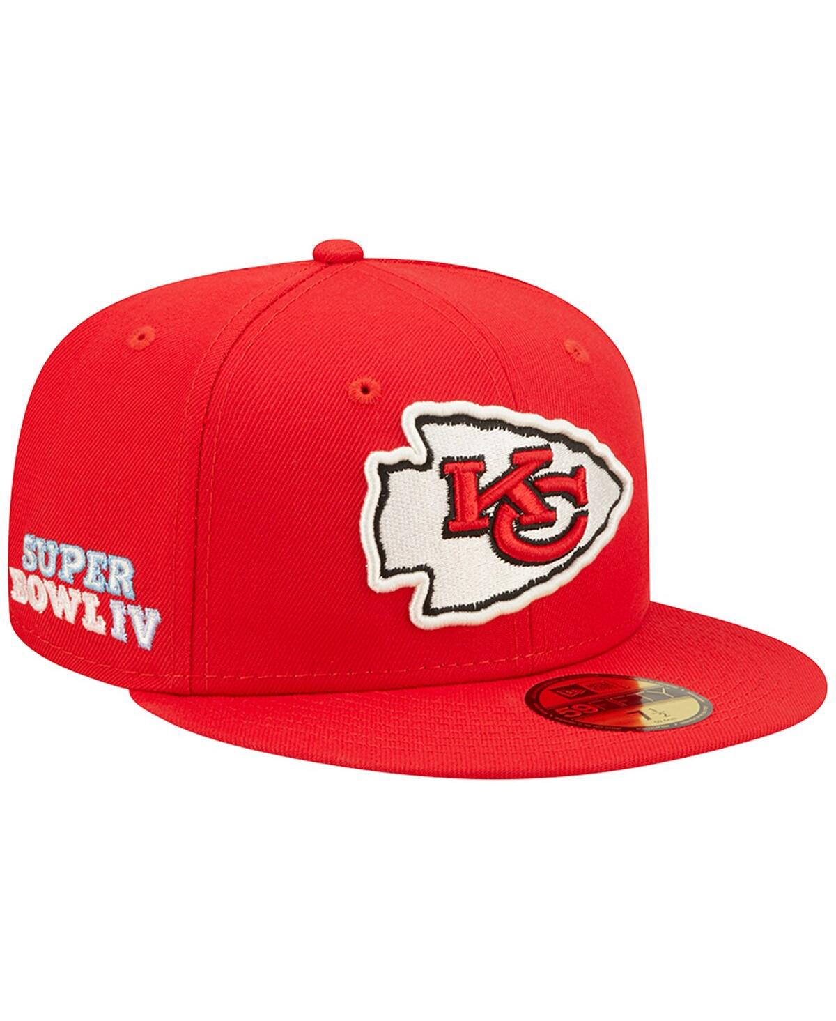 New Era Men's  Red Kansas City Chiefs Super Bowl Iv Pop Sweat 59fifty Fitted Hat
