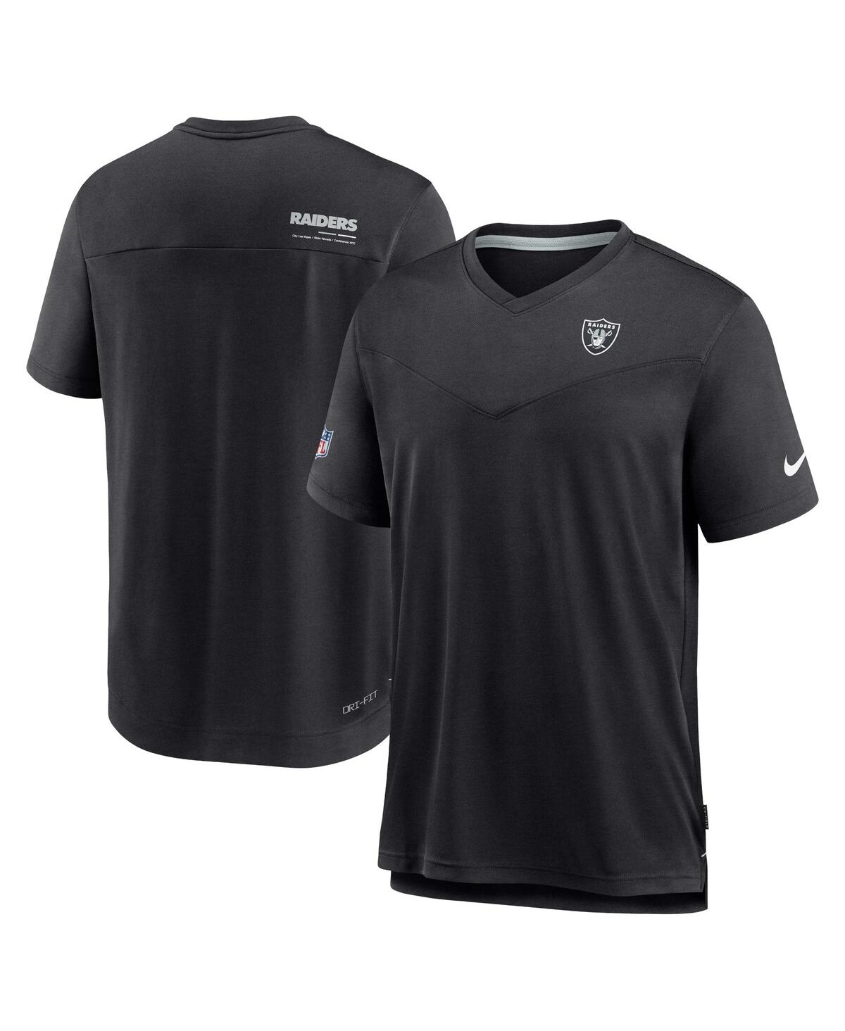 Men's NikeLas Vegas Raiders 2022 Sideline Coach Chevron Lock Up Performance V-Neck T-shirt - Black