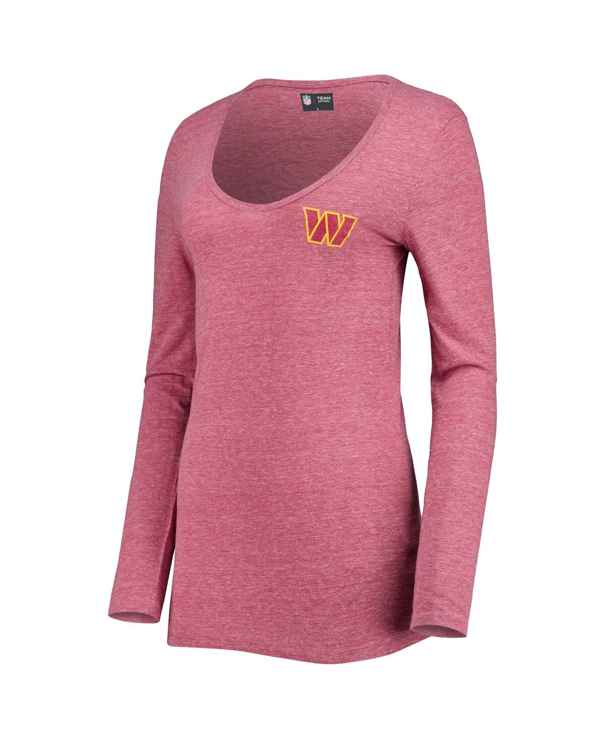 Shop New Era Women's  Burgundy Washington Commanders Scoop Neck Tri-blend Long Sleeve T-shirt