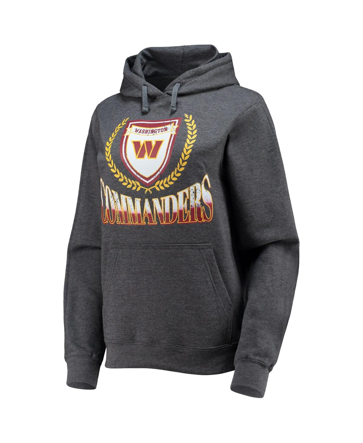 Wear By Erin Andrews Heathered Gray Washington Commanders Fleece Pullover Hoodie In Heathered Gray