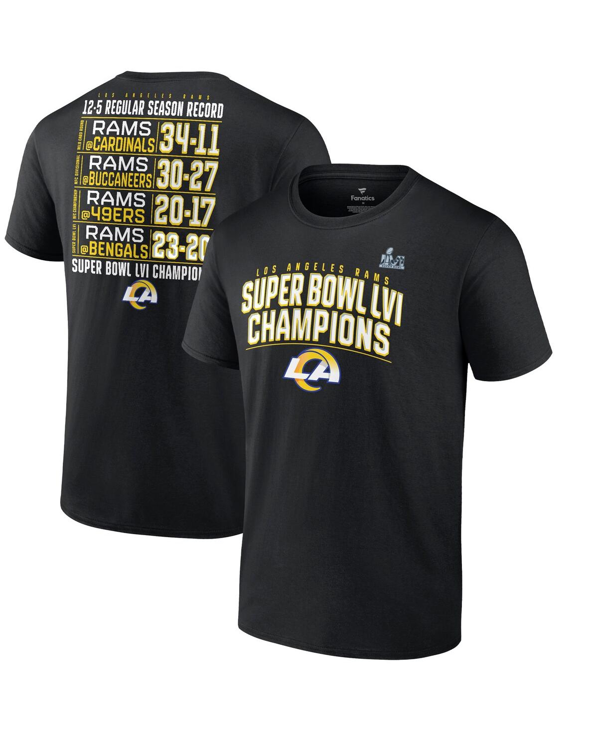 Fanatics Branded Black Los Angeles Rams Super Bowl Lvi Champions Big & Tall Schedule T-shirt In Black