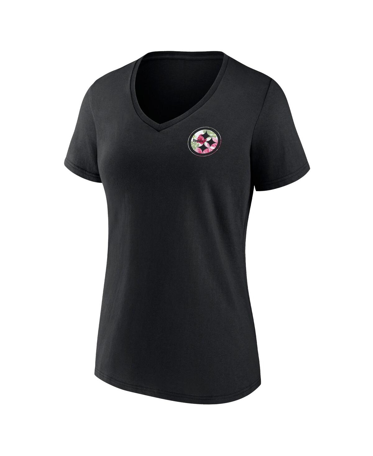Shop Fanatics Women's  Black Pittsburgh Steelers Plus Size Mother's Day #1 Mom V-neck T-shirt