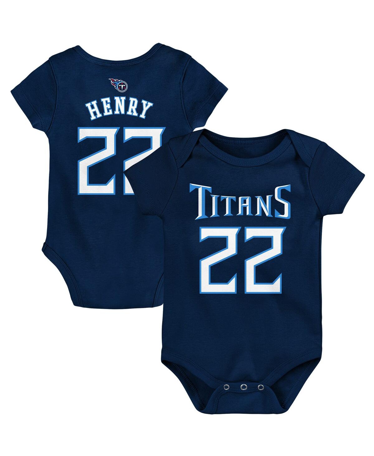 Outerstuff Newborn Boys And Girls Derrick Henry Navy Tennessee Titans Mainline Player Name And Number Bodysuit In Navy