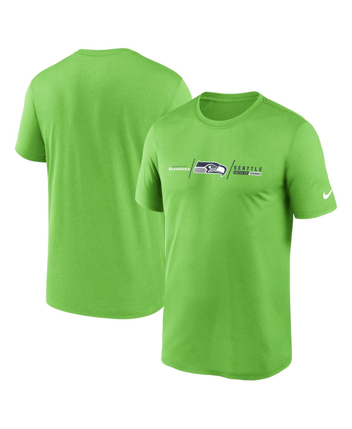 Nike Neon Green Seattle Seahawks Horizontal Lockup Legend Performance T-shirt In Neon Green