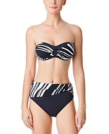 New Wave Draped Bandeau O-Ring Bikini Top & Matching Bottoms