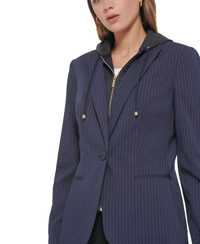 Tommy Hilfiger Women's HoodieInset SingleButton Blazer Macy's