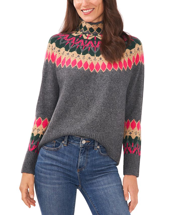 CeCe Women's Fair Isle Long Sleeve Sweater & Reviews - Sweaters - Women ...