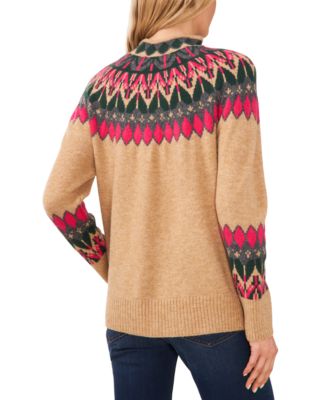Women's Fair Isle Long Sleeve Mock Neck Sweater