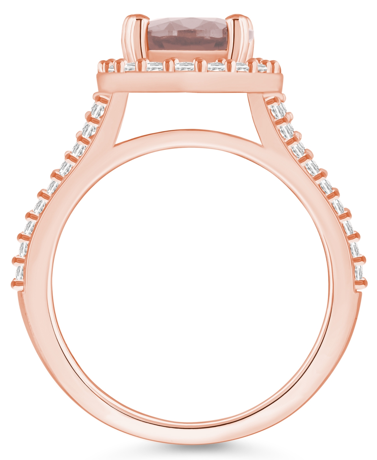 Macy's(2-1/2 ct. t.w.) and Diamond (3/4 ct. t.w.) Halo Ring in 14K Rose Gold - Morganite