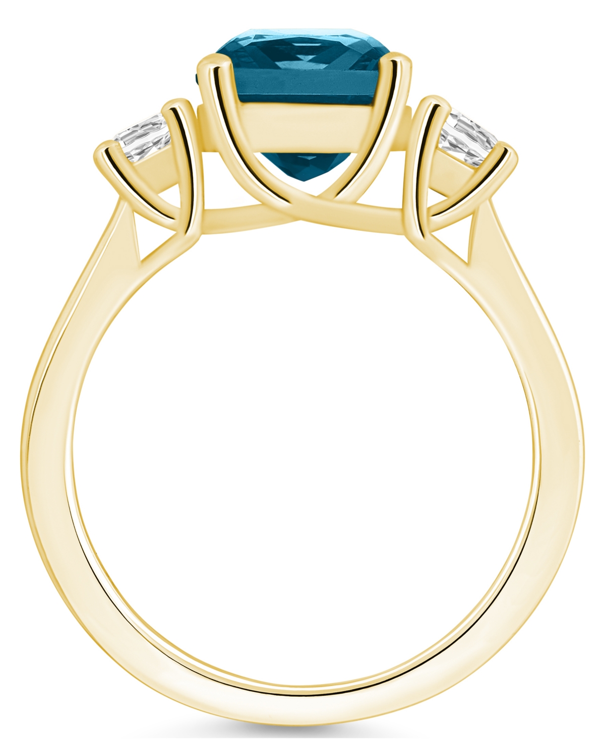 Macy's(2-3/4 ct. t.w.) and Diamond (1/3 ct. t.w.) Ring in 14K Yellow Gold - London Blue Topaz