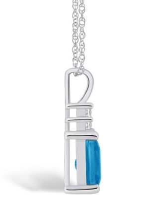 Blue Topaz (2 Ct. T.W.) and Diamond (1/10 Ct. T.W.) Pendant Necklace in 14K White Gold