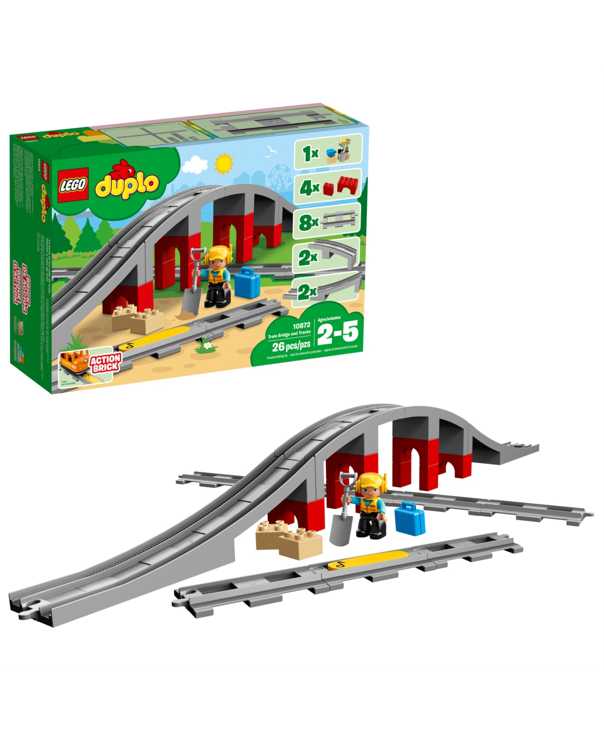 Lego Kids' Duplo Train Bridge And Tracks Toy Building Set In No Color