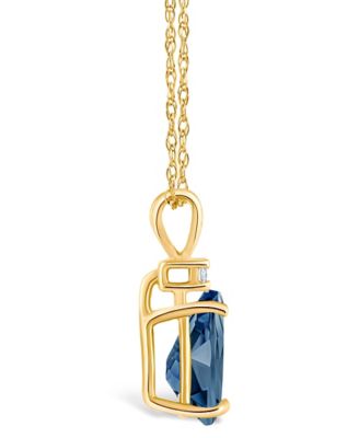 London Blue Topaz (1 ct. t.w.) and Diamond Accent Pendant Necklace in 14K Yellow Gold or 14K White Gold