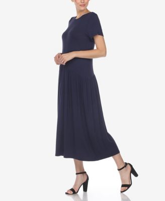 Women's Short Sleeve Asymmetrical Waist Maxi Dress
