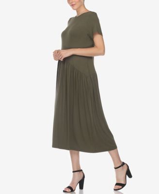 Women's Short Sleeve Asymmetrical Waist Maxi Dress