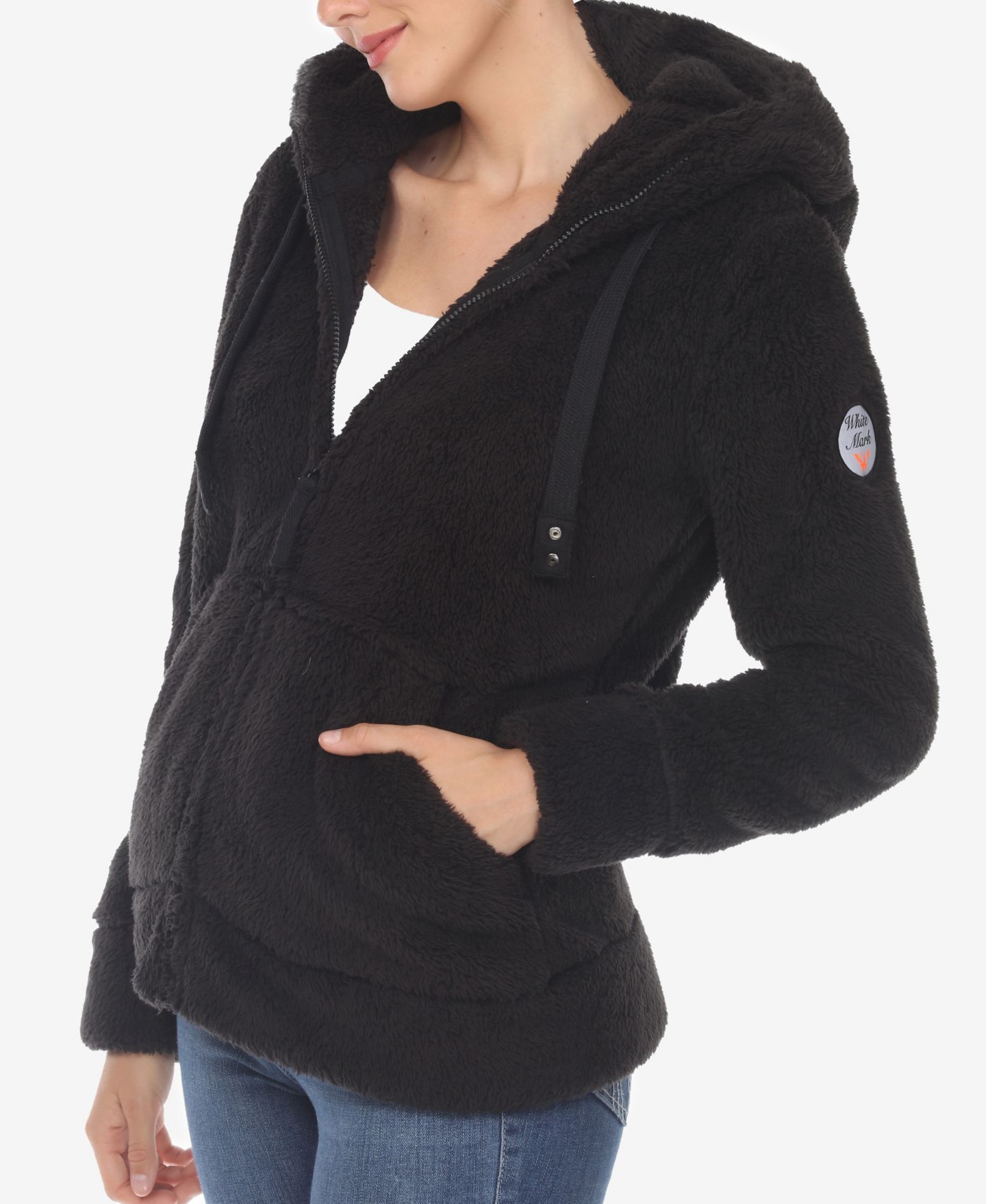 Женская куртка White Mark Hooded Sherpa, цвет: Чёрный — фото 3