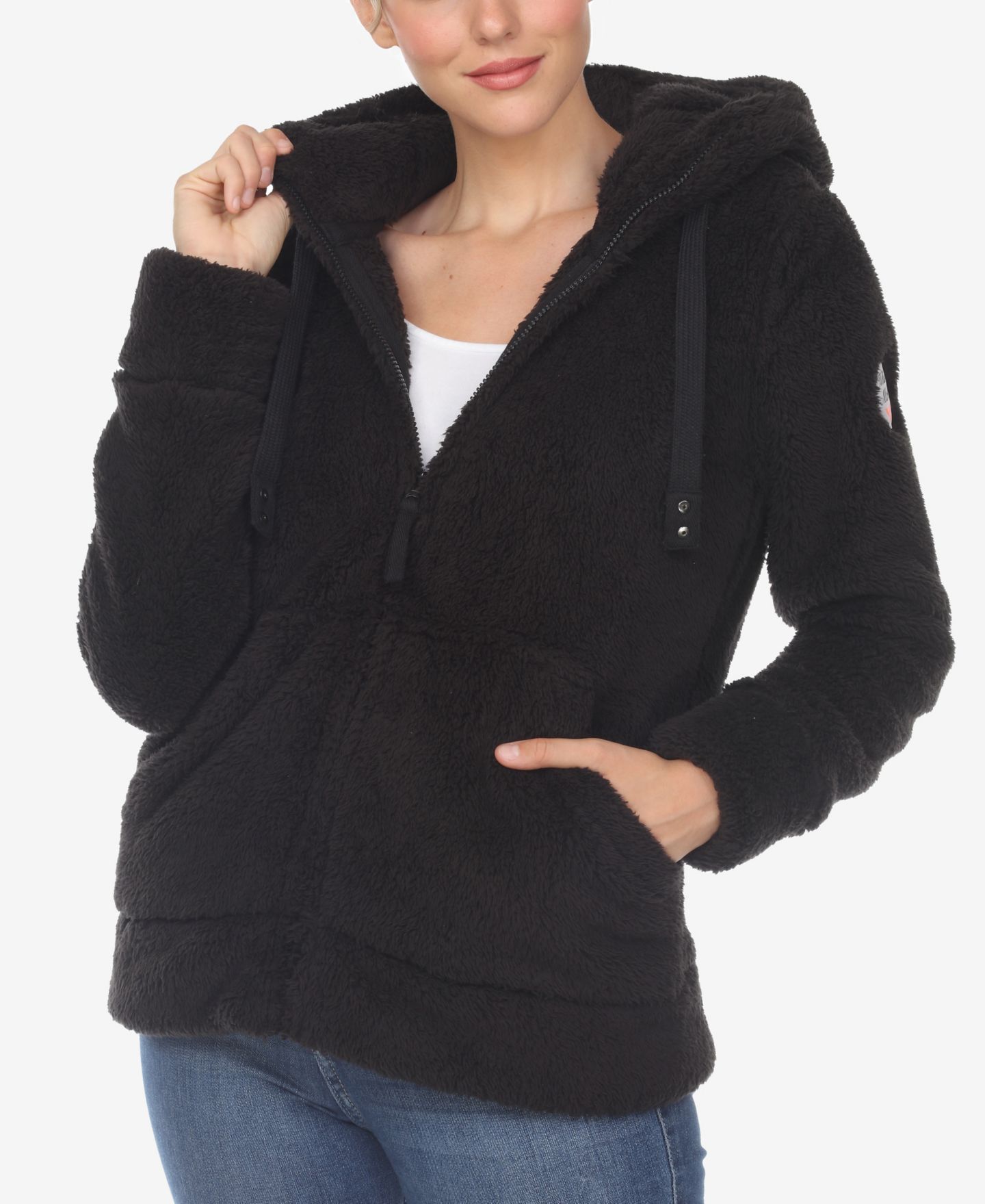 Женская куртка White Mark Hooded Sherpa, цвет: Чёрный — фото 1