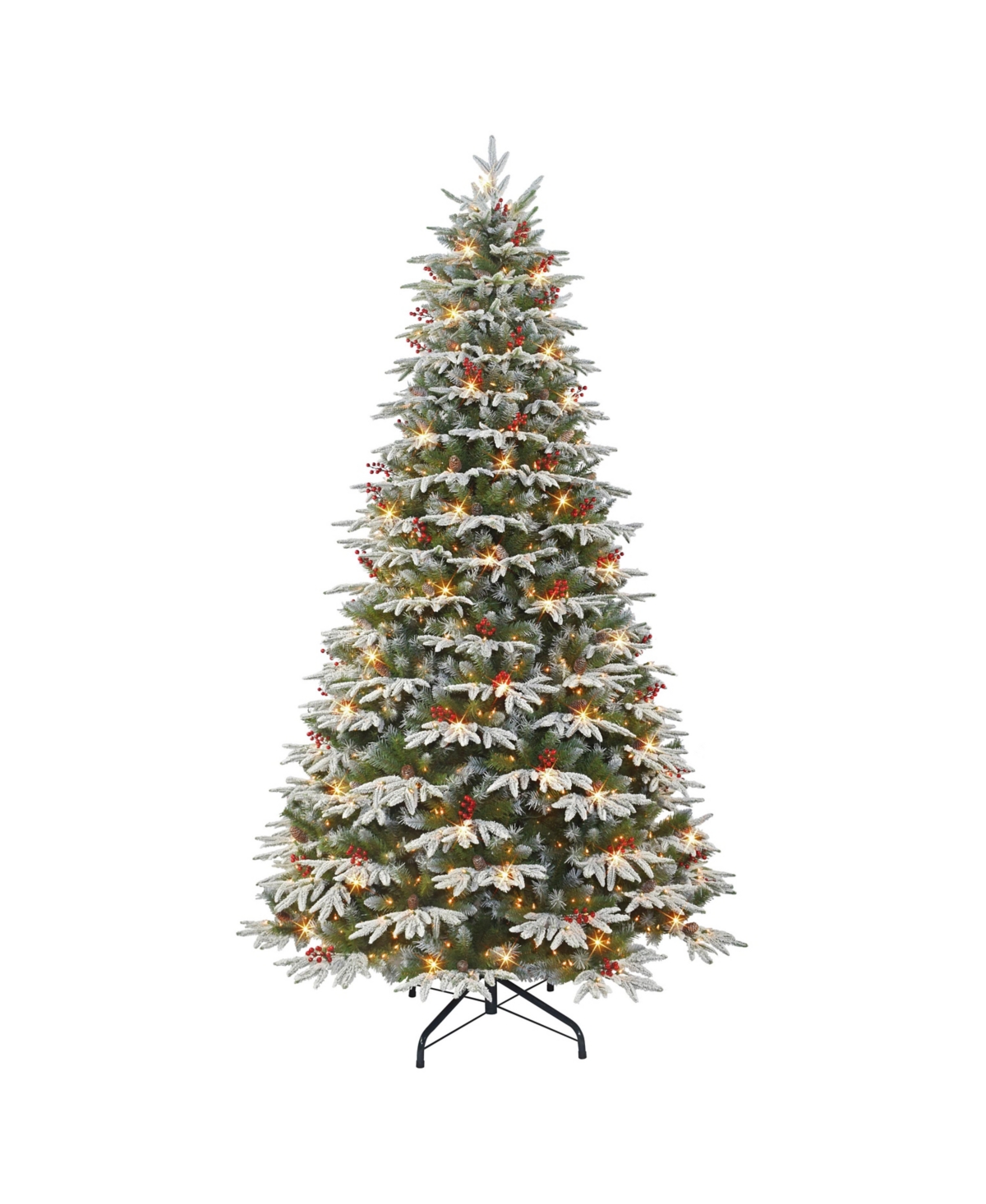Puleo 9' Pre-lit Flocked Halifax Fir Tree With 900 Underwriters Laboratories Clear Incandescent Lights, 39 In Green