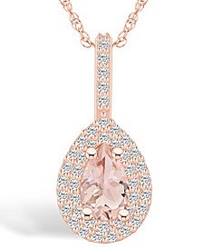 Morganite (3/4 Ct. T.W.) and Diamond (3/8 Ct. T.W.) Halo Pendant Necklace in 14K Rose Gold