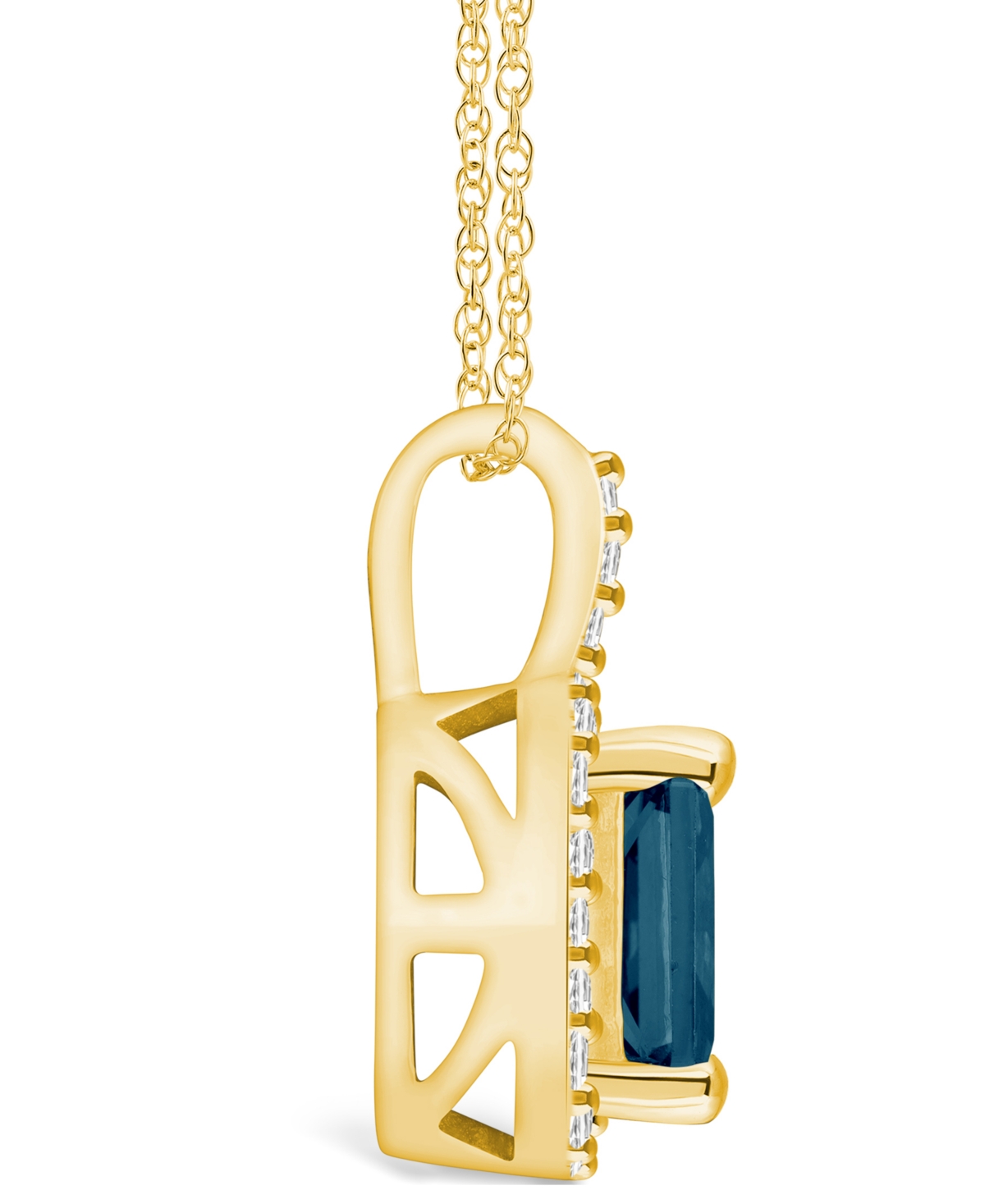 Macy's(2 Ct. T.w.) and Diamond (1/4 Ct. T.w.) Halo Pendant Necklace in 14K Yellow Gold - London Blue Topaz