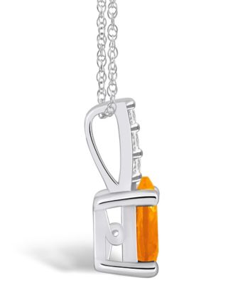 Citrine (7/8 Ct. t.w.) and Diamond Accent Pendant Necklace in 14K White Gold