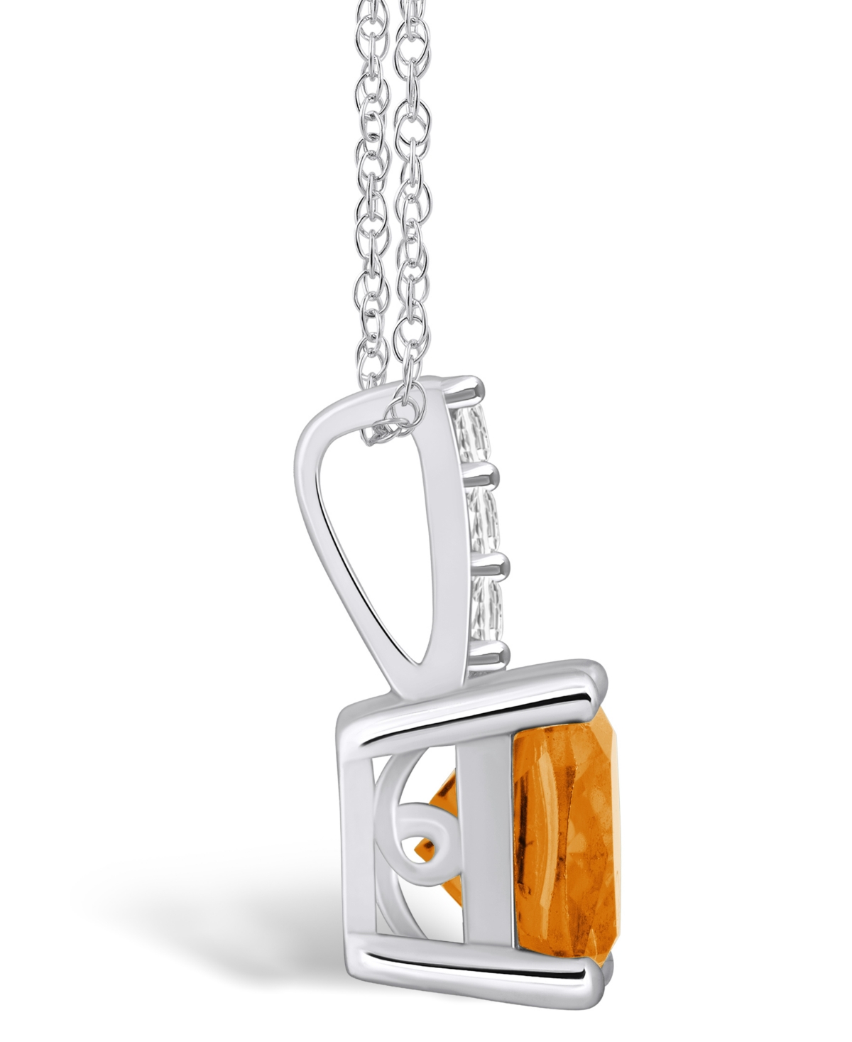 Macy's(2 Ct. T.w.) and Diamond Accent Pendant Necklace in 14K White Gold - Citrine