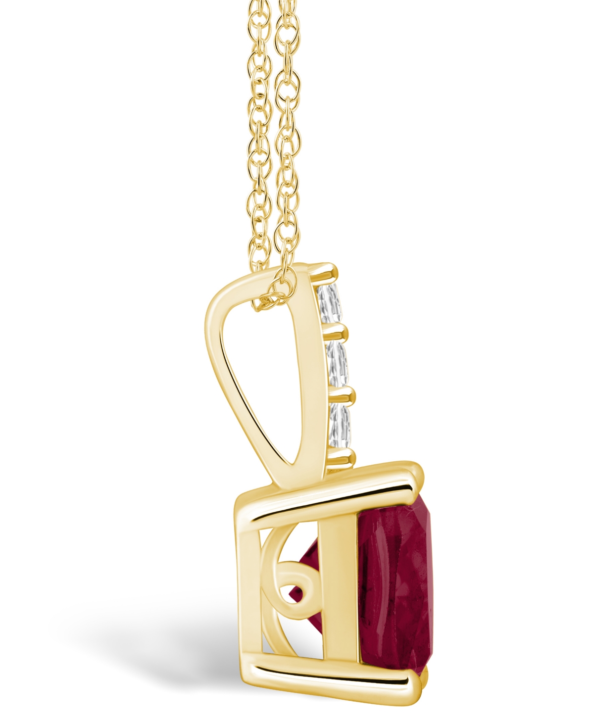 Macy's(2-3/4 Ct. T.w.) and Diamond Accent Pendant Necklace in 14K Yellow Gold - Garnet