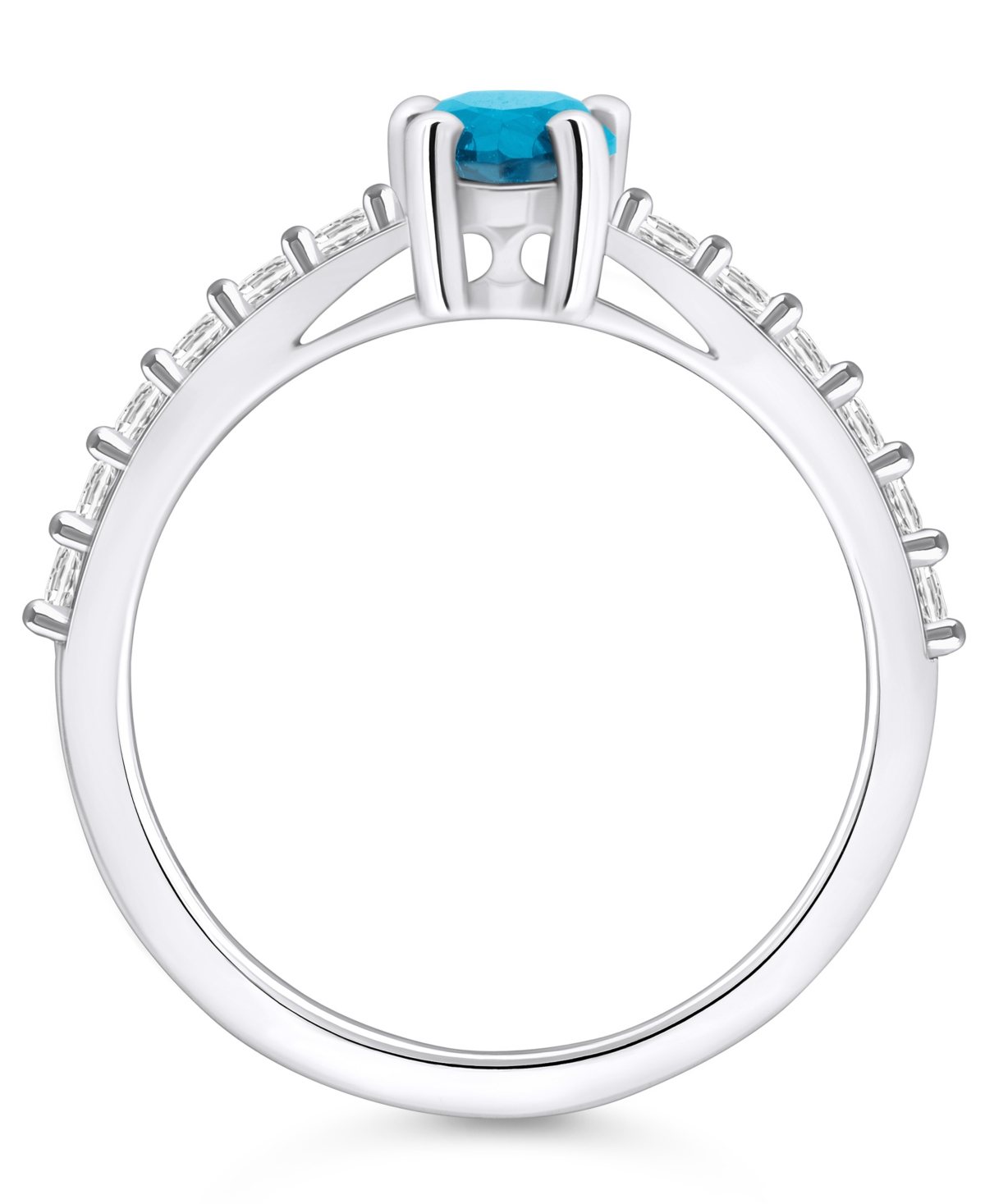 Macy's(1 Ct. T.w.) and Diamond (1/3 Ct. T.w.) Ring in 14K White Gold - Blue Topaz