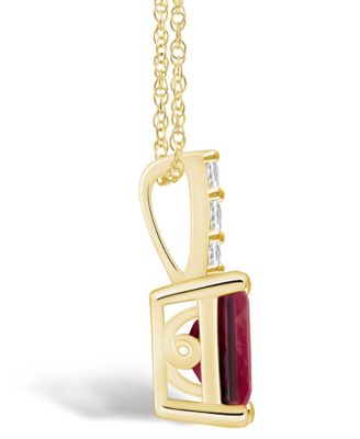 Garnet (2 Ct. T.W.) and Diamond Accent Pendant Necklace in 14K Yellow Gold