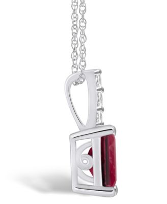 Garnet (2 Ct. T.W.) and Diamond Accent Pendant Necklace in 14K White Gold