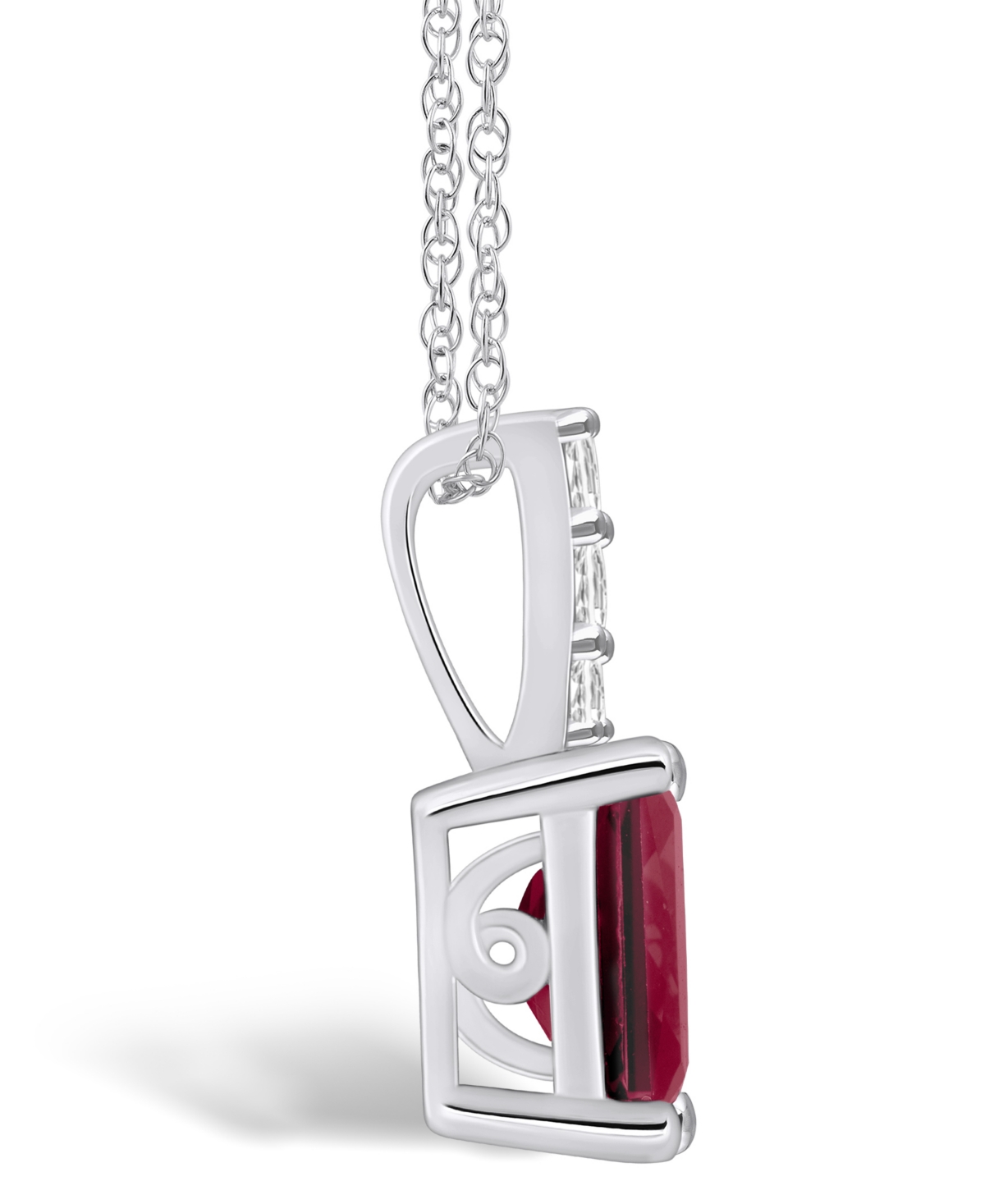 Macy's(2 Ct. T.w.) and Diamond Accent Pendant Necklace in 14K White Gold - Garnet