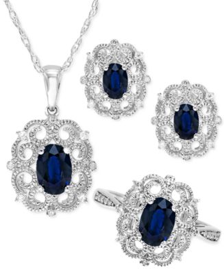 Sapphire & Diamond Milgrain Filigree Jewelry Collection in Sterling ...