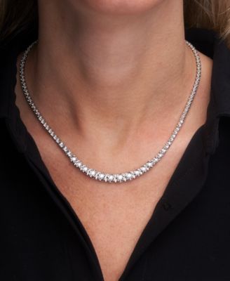 Diamond Graduated 17" Collar Necklace (1 ct. t.w.) in Sterling Silver, Macy's Exclusive