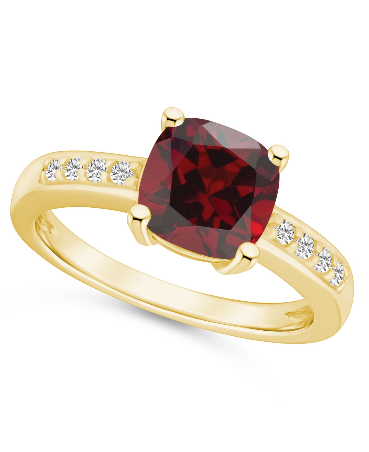 Macy's Garnet And Diamond Ring (2-3/4 Ct.t.w And 1/8 Ct.t.w) 14k Yellow Gold In Red