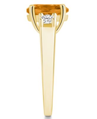 Citrine and Diamond Ring (2-1/2 ct.t.w and 1/3 ct.t.w) 14K Yellow Gold