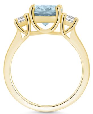 Aquamarine and Diamond Ring (2-1/2 ct.t.w and 1/3 ct.t.w) 14K Yellow Gold