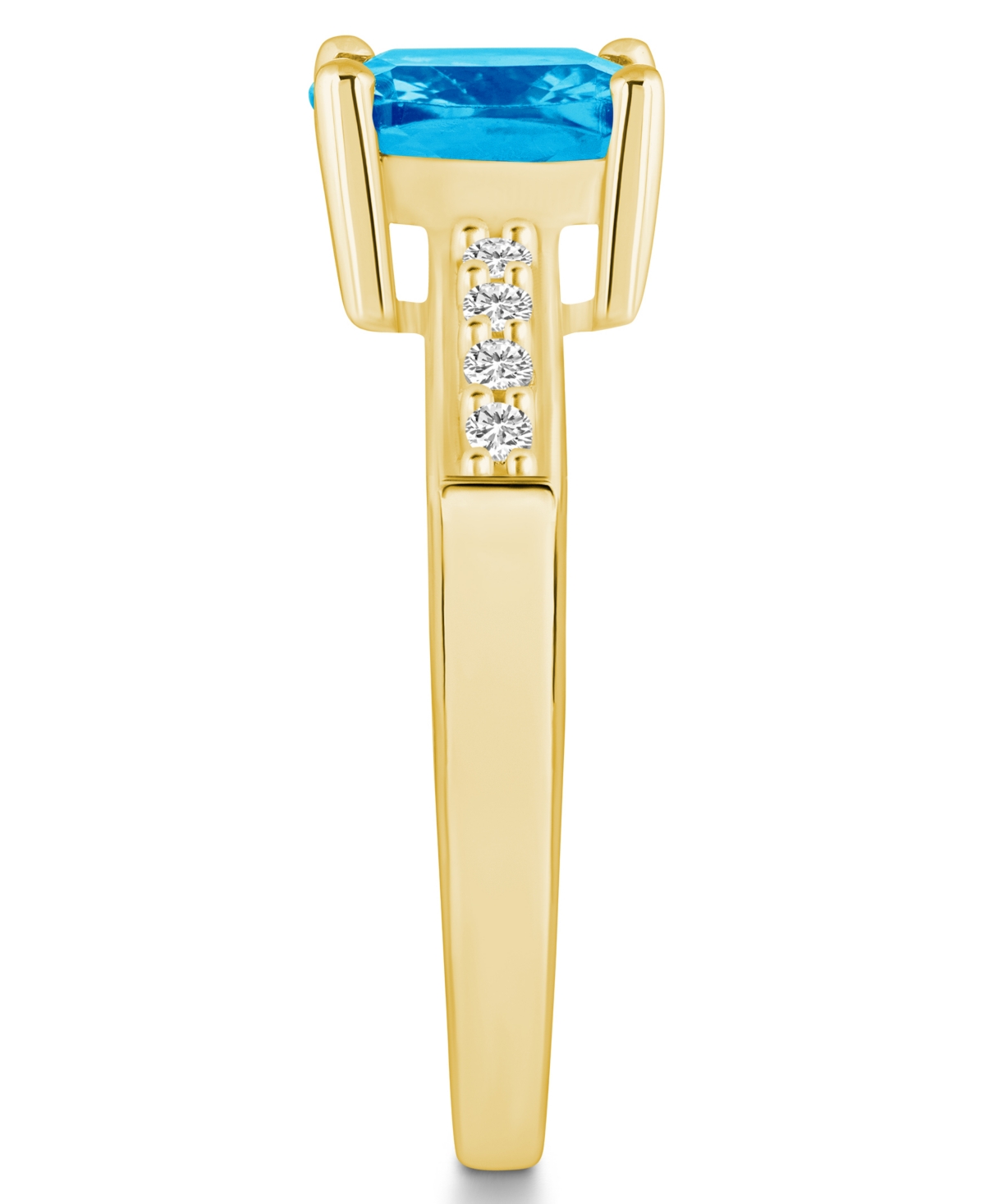 Macy'sand Diamond Ring (2-3/4 ct.t.w and 1/8 ct.t.w) 14K Yellow Gold - Blue Topaz