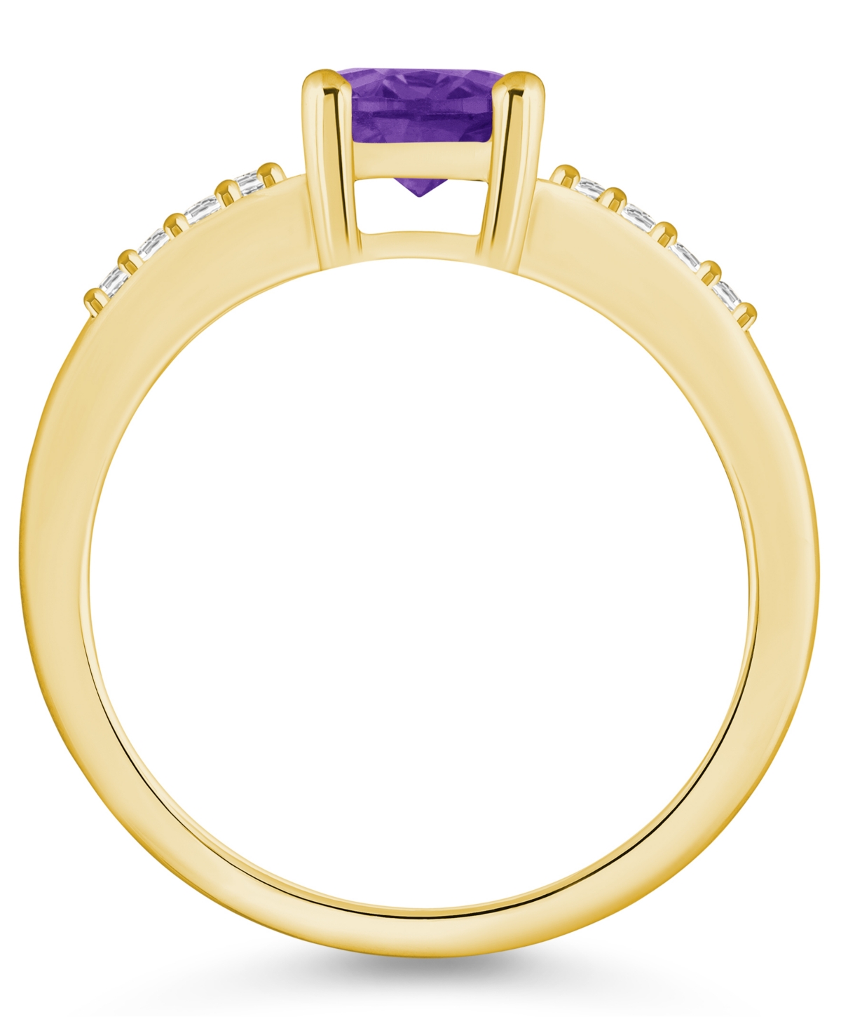 Macy'sand Diamond Ring (1- 1/5 ct.t.w and 1/8 ct.t.w) 14K Yellow Gold - Amethyst