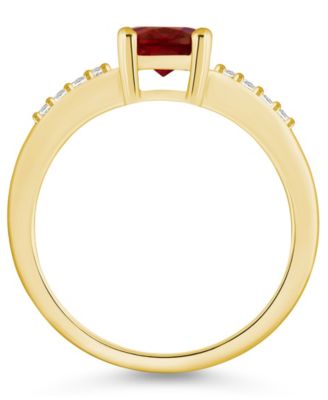 Garnet and Diamond Ring (1-1/2 ct.t.w and 1/8 ct.t.w) 14K Yellow Gold