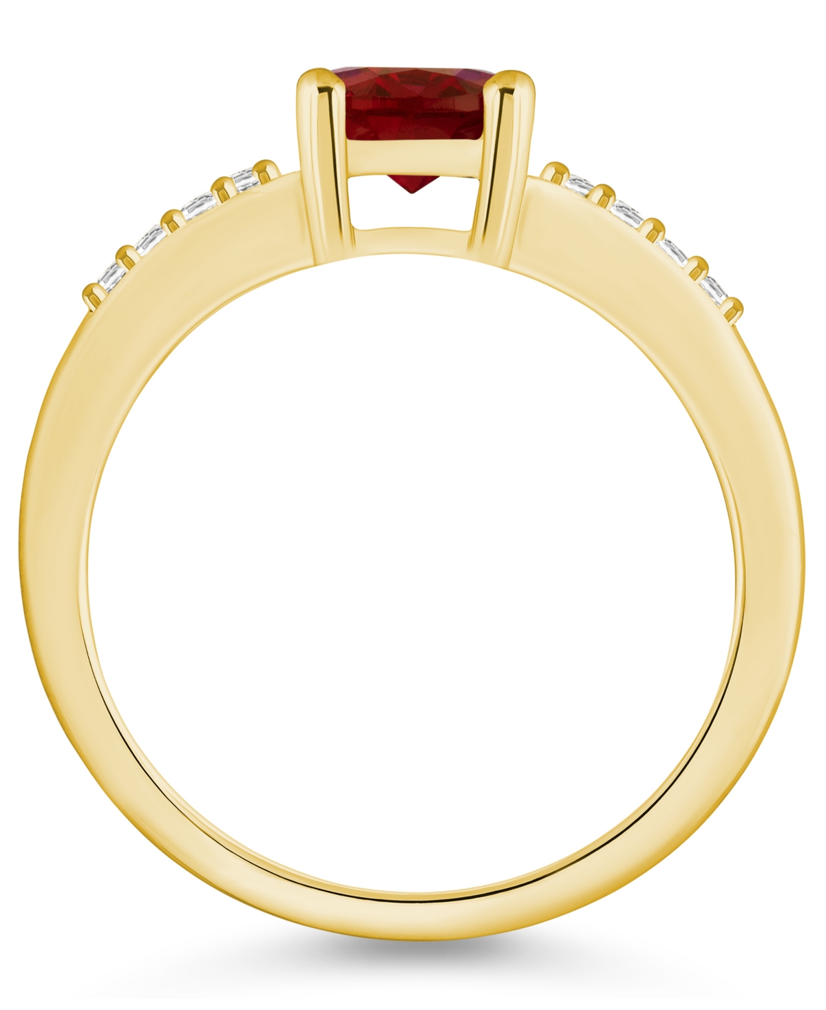 Macy'sand Diamond Ring (1-1/2 ct.t.w and 1/8 ct.t.w) 14K Yellow Gold - Garnet