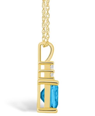 Blue Topaz (2-3/4 Ct. T.W.) and Diamond (1/10 Ct. T.W.) Pendant Necklace in 14K Yellow Gold