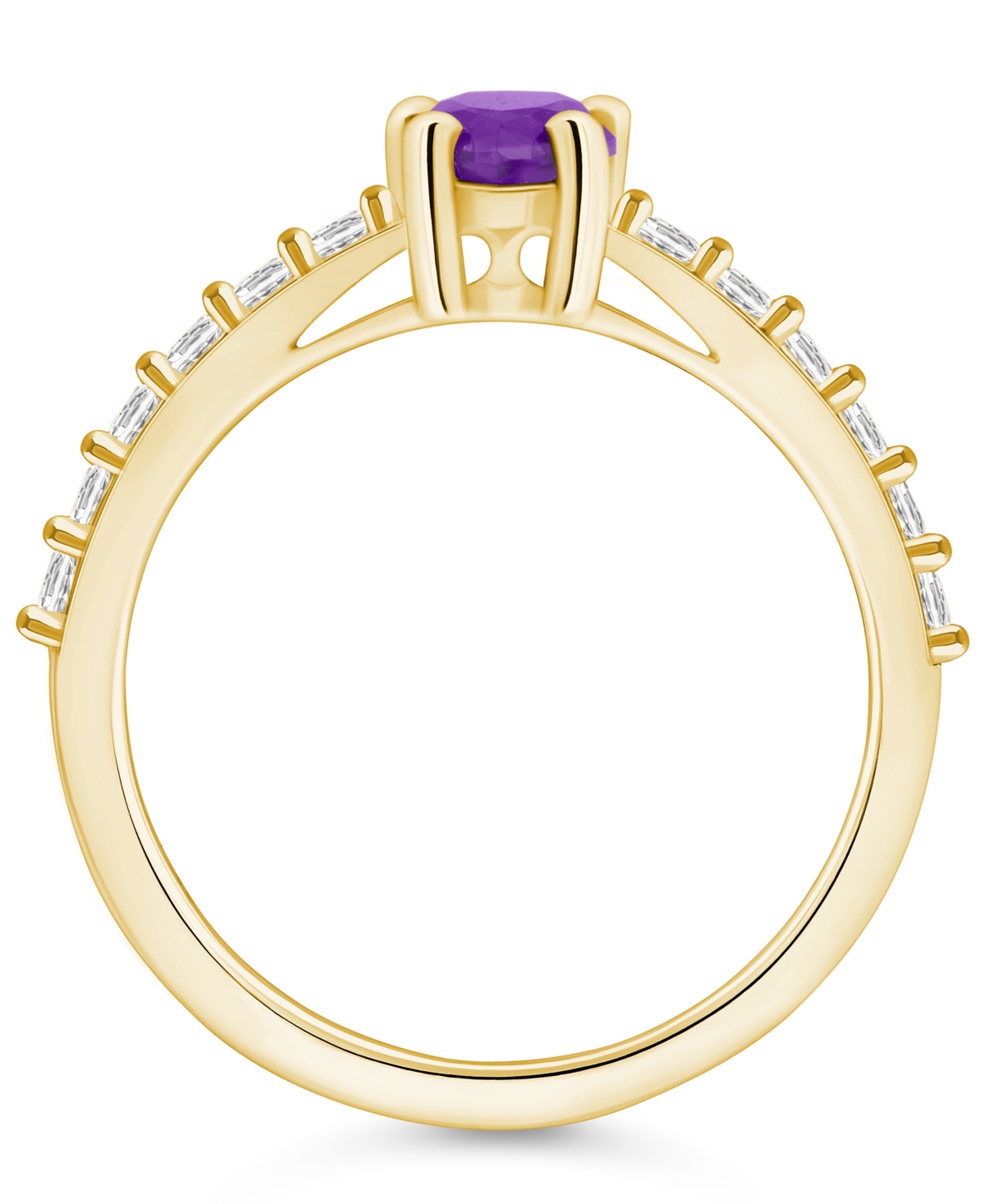 Macy's(7/8 Ct. T.w.) and Diamond (1/3 Ct. T.w.) Ring in 14K Yellow Gold - Amethyst