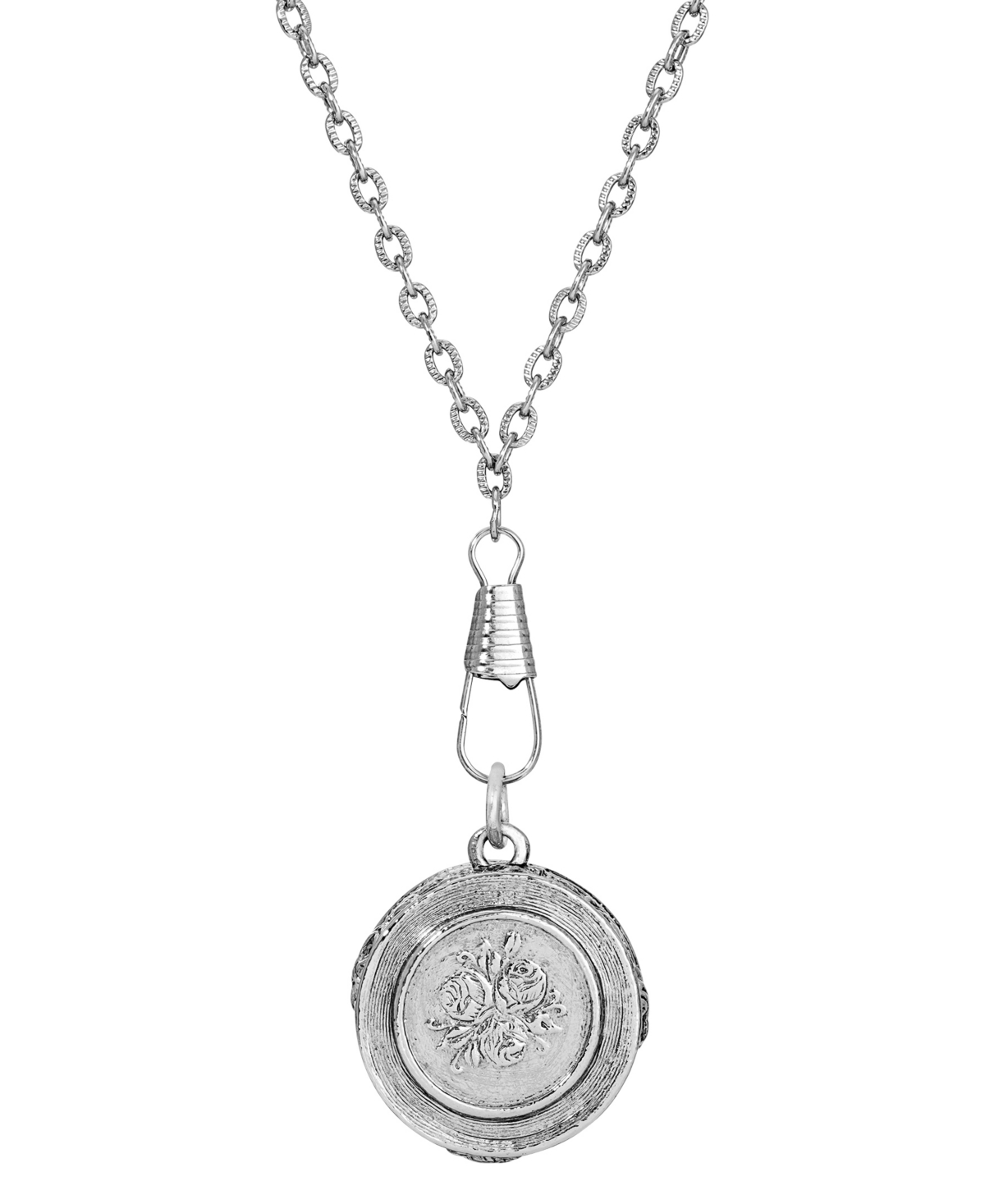 2028 Silver-tone Vintage-like Pendant Dime Holder Necklace In Gray