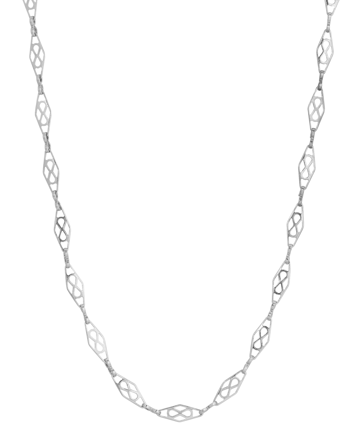 2028 Silver-tone Diamond Shaped Link Chain Necklace In Gray
