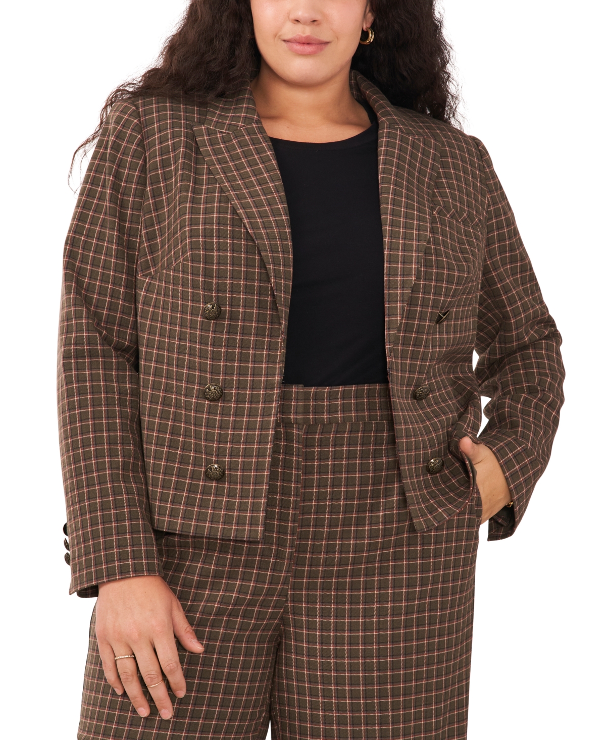 Vince Camuto Plus Size Double Breasted Notch Collar Blazer