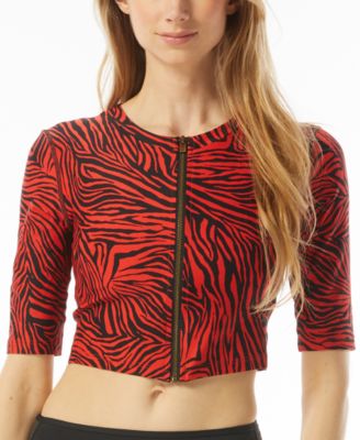 Michael Kors - Women's Zip-Front Cropped Rash Guard
