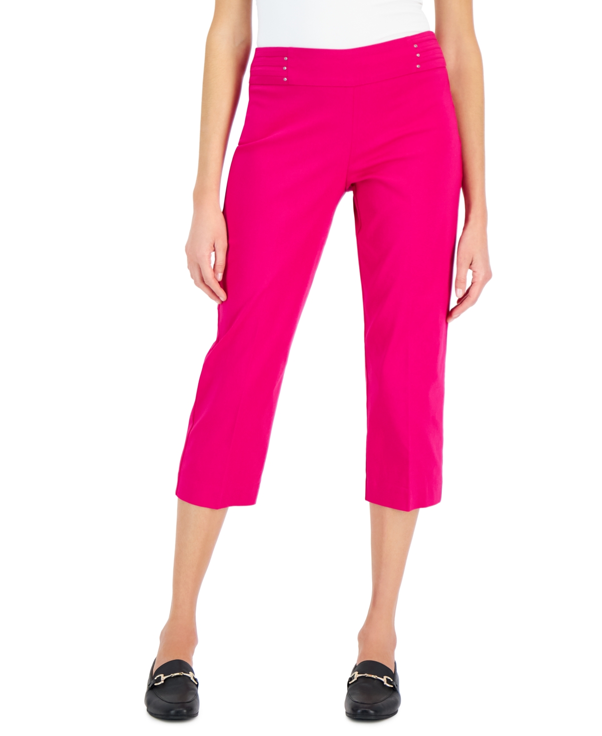 Jm Collection Studded Pull-on Tummy Control Pants, Regular And Short Lengths,  Created For Macy's In Wildflower Pink